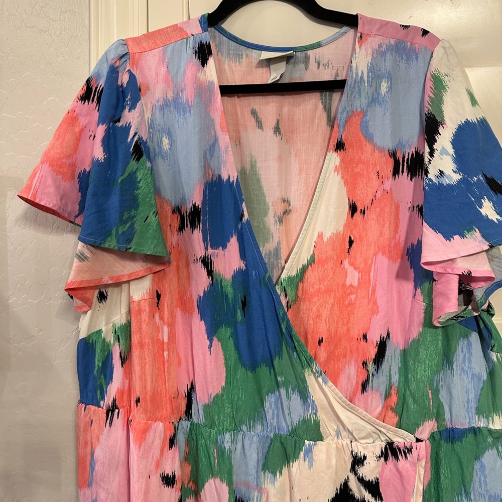 Ava & Viv Pink and Blue Abstract Print Top - Picture 5 of 7